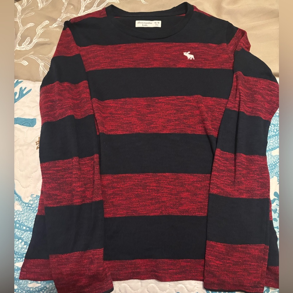 Abercrombie Kids Navy and Red Striped Shirt